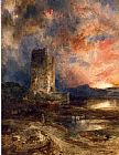 Thomas Moran Canvas Paintings - Sunset on the Moor I